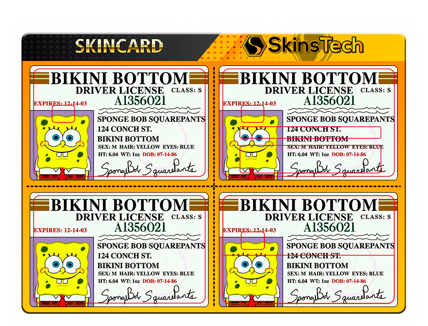 SKINCARD Skinstech® bob esponja licencia de conducir Diseño calcomania para tarjeta