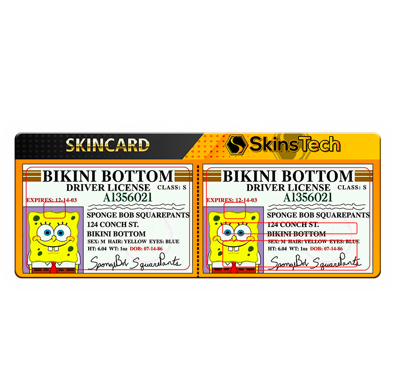 SKINCARD Skinstech® bob esponja licencia de conducir Diseño calcomania para tarjeta