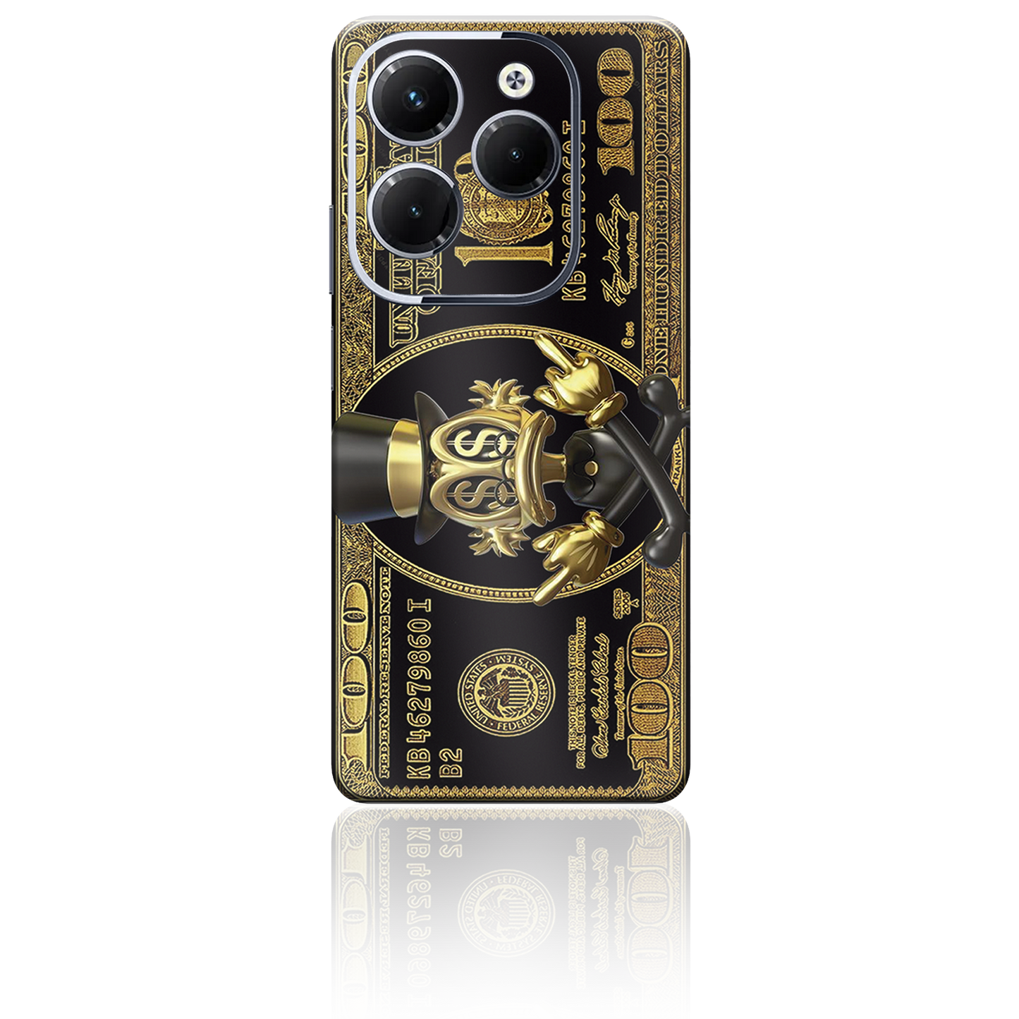 Infinix Skin Personalizado de billete negro con Dorado Mcpato para hot 20, hot 30, note 30 pro, hot 40, note 40 pro, hot 50 pro/pro plus