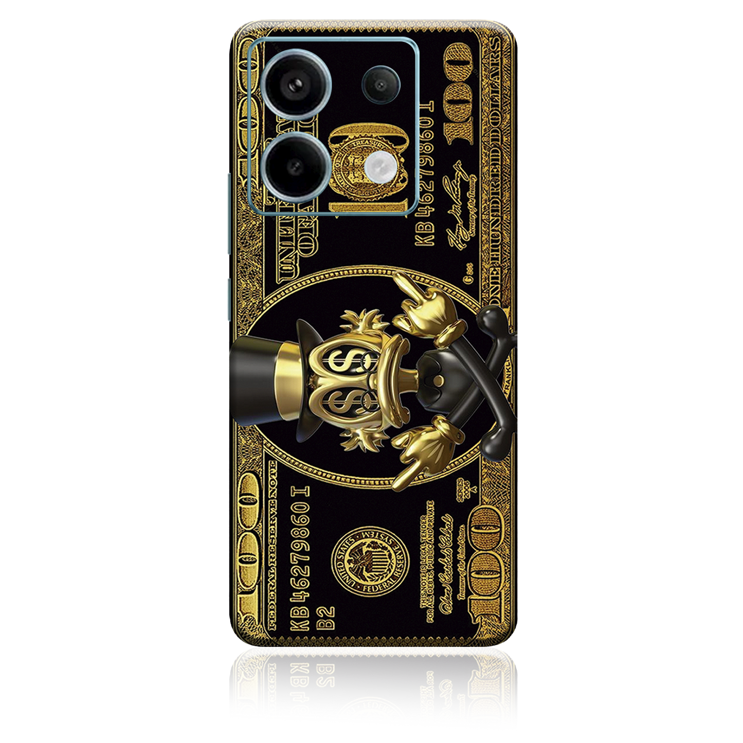 XIaomi-Poco Skin Personalizado de McPato negro con Dorado para redmi note 11, 12, 13 pro, 13C, 14C etc