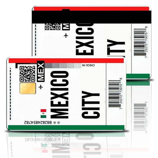 SKINCARD Skinstech® Boleto Avion Mexico City Diseño calcomania para tarjeta