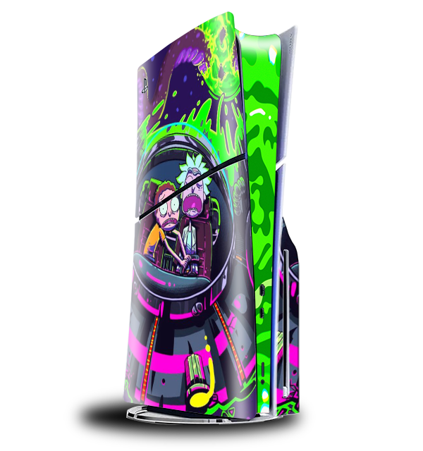 Skinstech® Edicion Rick and Morty calcomania de vinyl premium para PS5 slim disco-digital