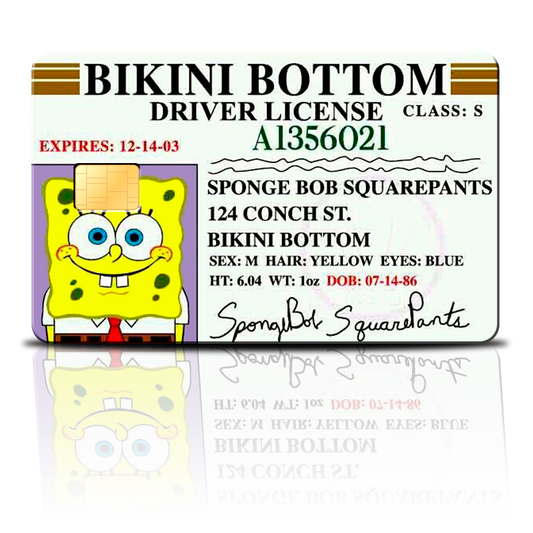 SKINCARD Skinstech®  bob esponja licencia de conducir Diseño calcomania para tarjeta