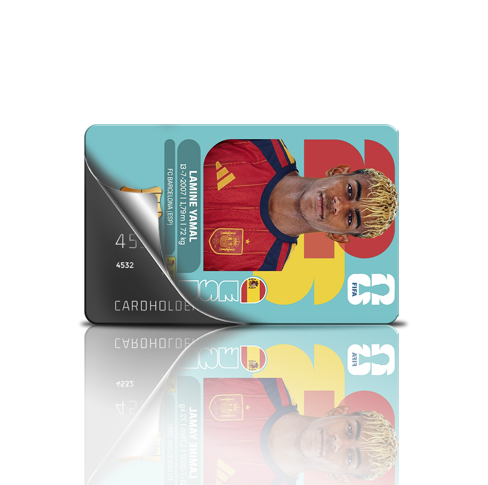 SKINCARD Skinstech® Cromo Mundial Jugadores Diseño calcomania para tarjeta de credito con diseño del mundial 2026