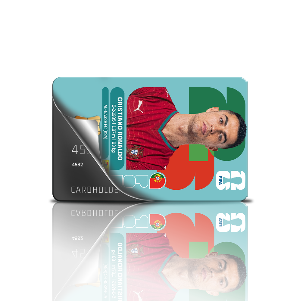 SKINCARD Skinstech® Cromo Mundial Jugadores Diseño calcomania para tarjeta de credito con diseño del mundial 2026