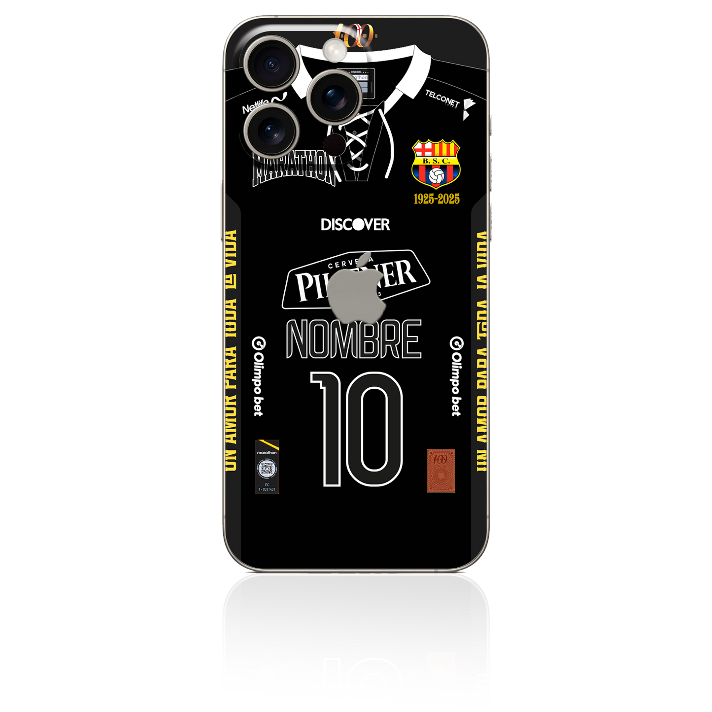 Iphone 11, 12, 13, 14, 15 Pro/Pro Max Skin Personalizado de Bsc 2025 alterno negro para Iphone